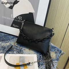 Vintage Cross-body Chain Handbags PU Texture Totes Large Capacity