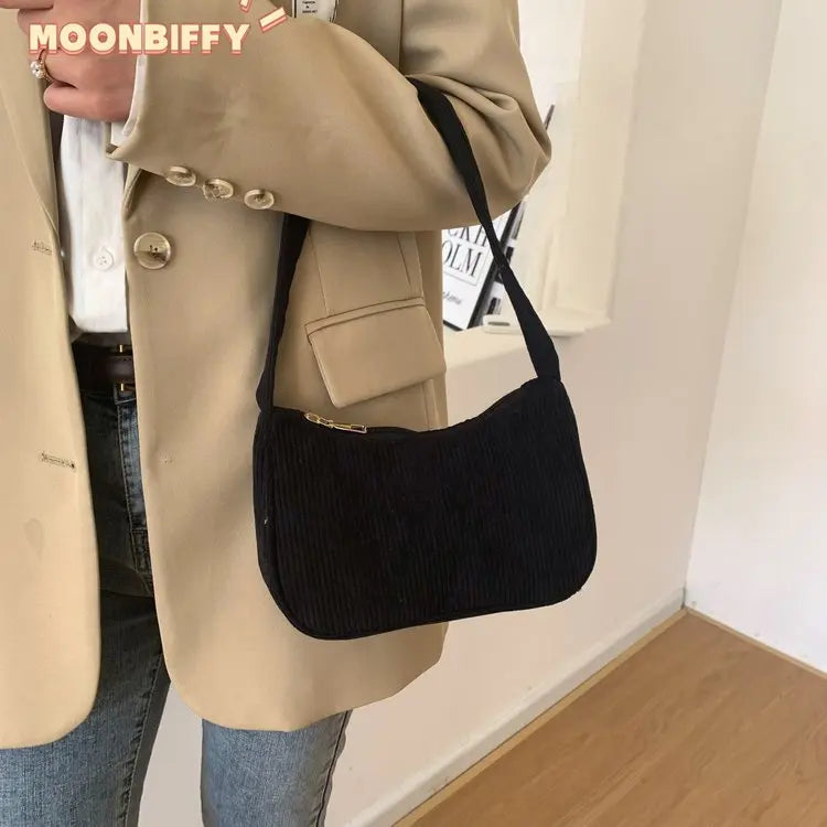 Corduroy Underarm Bag Winter Shoulder Handbag