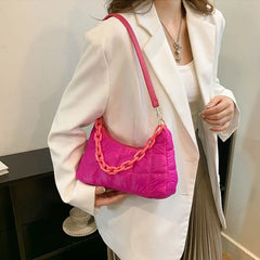 Winter Warm Chain Handbags Down Cotton Padded Quilted Shoulder Bags