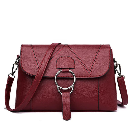 PU Leather Shoulder Bag for Women with Iron Ring