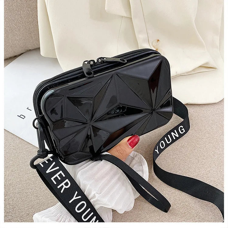 Women Shoulder Box Bags Personality Uneven Surface Handbag Female Makeup Storage