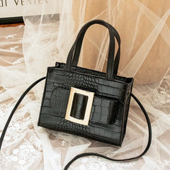 Women Shoulder Crossbody Bag Square Crocodile Print PU Leather Messenger