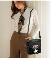 Women Shoulder Flower Bags Crossbody Handbag Soft Leather Bag