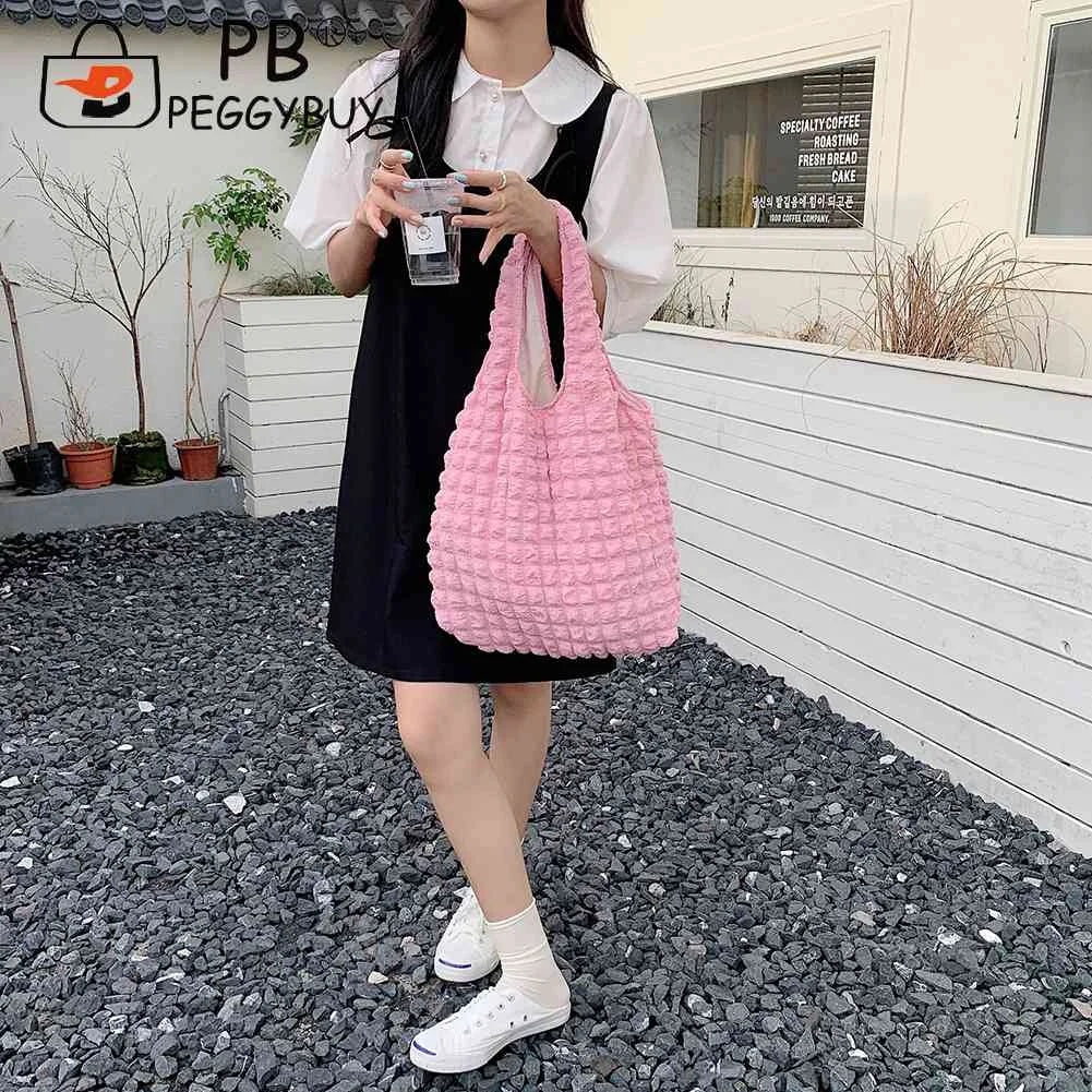 Pleated Top-handle Bag Large Capacity Underarm Bag Cloud Bubble Soft