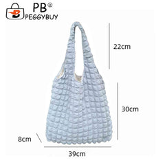 Pleated Top-handle Bag Large Capacity Underarm Bag Cloud Bubble Soft
