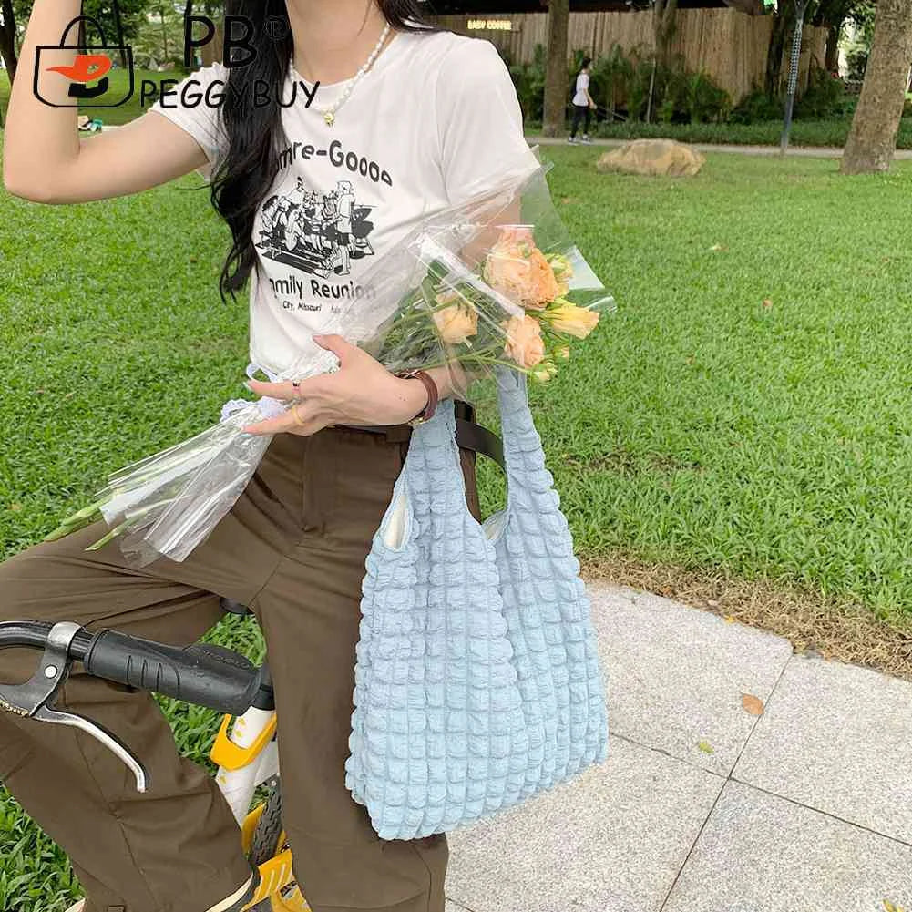 Pleated Top-handle Bag Large Capacity Underarm Bag Cloud Bubble Soft