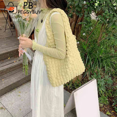 Pleated Top-handle Bag Large Capacity Underarm Bag Cloud Bubble Soft