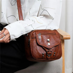 Women Small Square Shoulder Bag PU Leather Crossbody Bag