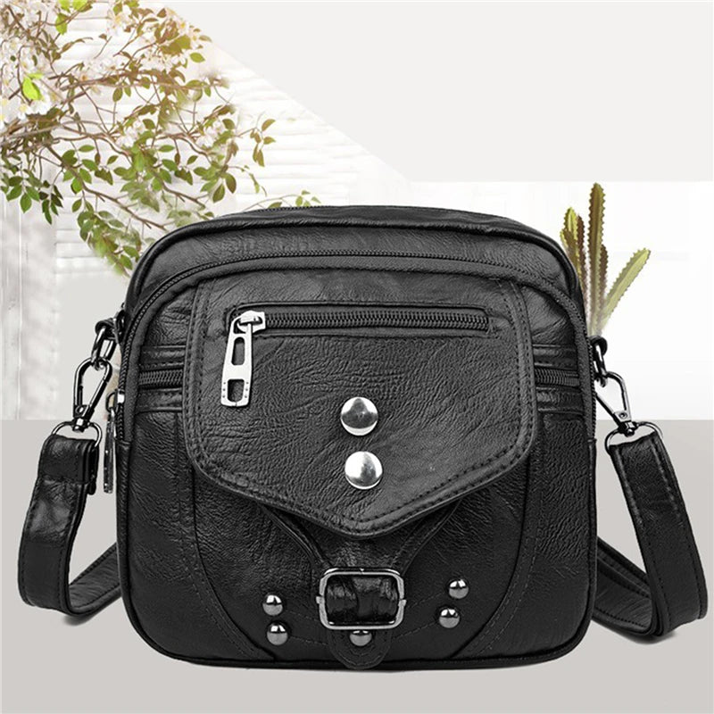 Women Small Square Shoulder Bag PU Leather Crossbody Bag
