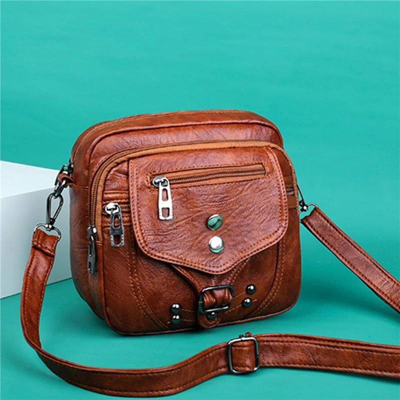 Women Small Square Shoulder Bag PU Leather Crossbody Bag
