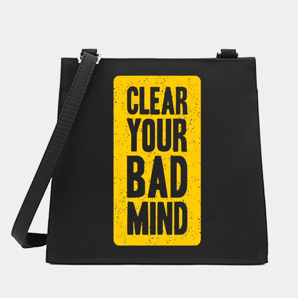 Women Shoulder Messenger Small Square Bags Phrase Series Pattern Commute Tote Ba