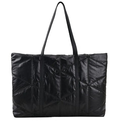 Women Winter Shoulder Bag Handbag Check Pattern Messenger Bag Large Capacity Tot