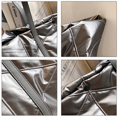 Women Winter Shoulder Bag Handbag Check Pattern Messenger Bag Large Capacity Tot