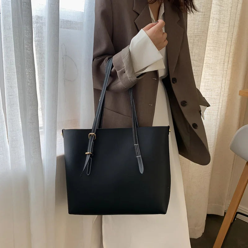 Shoulder Shopping Bags PU Leather Handbag Ladies Large Capacity Tote Handbags