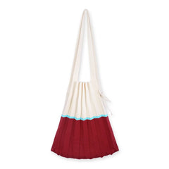 Women Casual Pleat Foldable Shoulder Bag Knitting Stitching Handbag