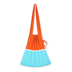 Women Casual Pleat Foldable Shoulder Bag Knitting Stitching Handbag