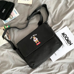Women Crossbody Bag Sweet Embroidery Canvas School Bag