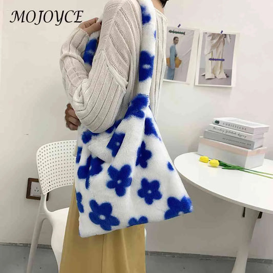 Women Messenger Bag Soft Fur Hit Travel Handbag