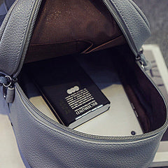 Small Solid Backpacks PU Leather for Teenage Girls Waterproof