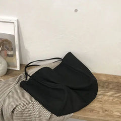 Women Tote Bag Large Capacity Canvas Shoulder Bag Solid Underarm Bag