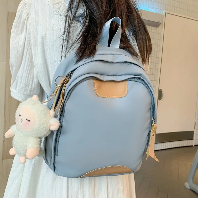 Women Small Backpack Solid Preppy Style Students School Bags Casual Nylon Travel