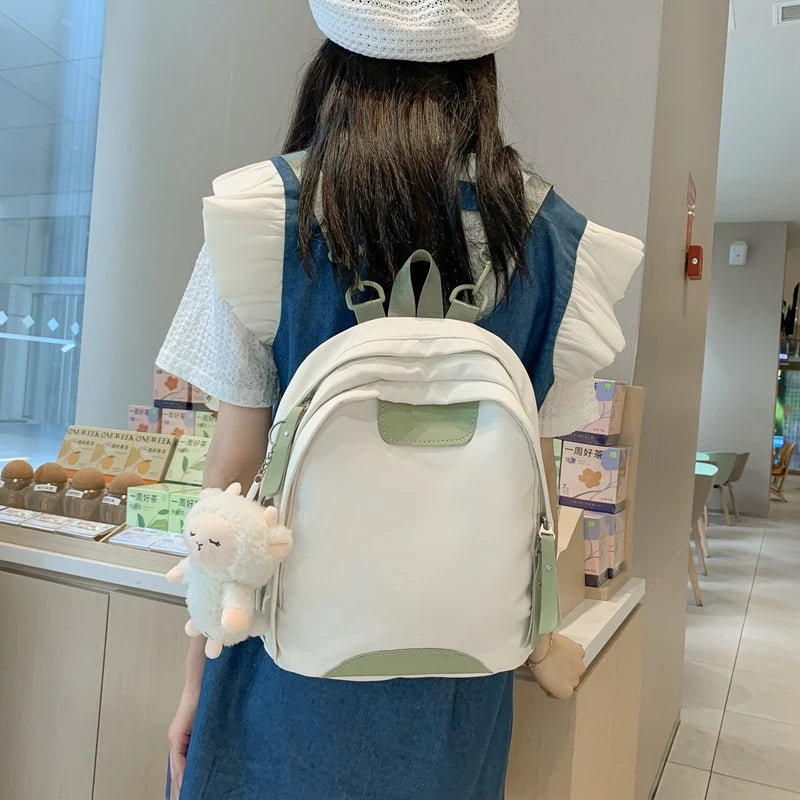 Women Small Backpack Solid Preppy Style Students School Bags Casual Nylon Travel