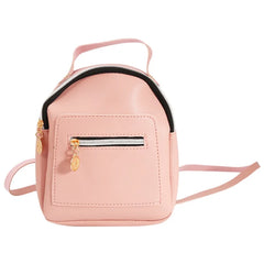 Women Small Backpack PU multi-pocket Solid Shoelder Phone Bag