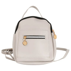 Women Small Backpack PU multi-pocket Solid Shoelder Phone Bag