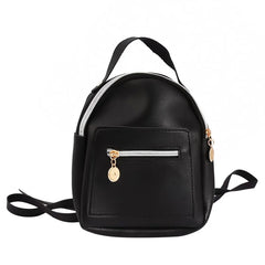 Women Small Backpack PU multi-pocket Solid Shoelder Phone Bag