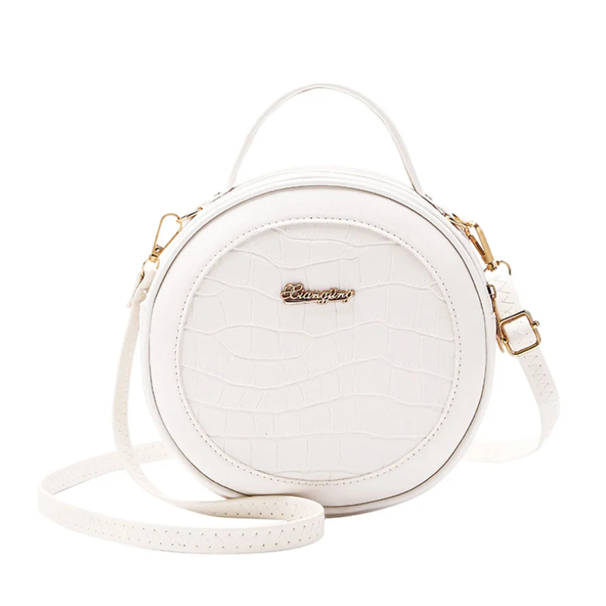 Crocodile Pattern Circle Crossbody Bag Faux Leather Shoulder Handbag