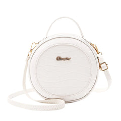 Crocodile Pattern Circle Crossbody Bag Faux Leather Shoulder Handbag