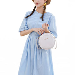 Crocodile Pattern Circle Crossbody Bag Faux Leather Shoulder Handbag