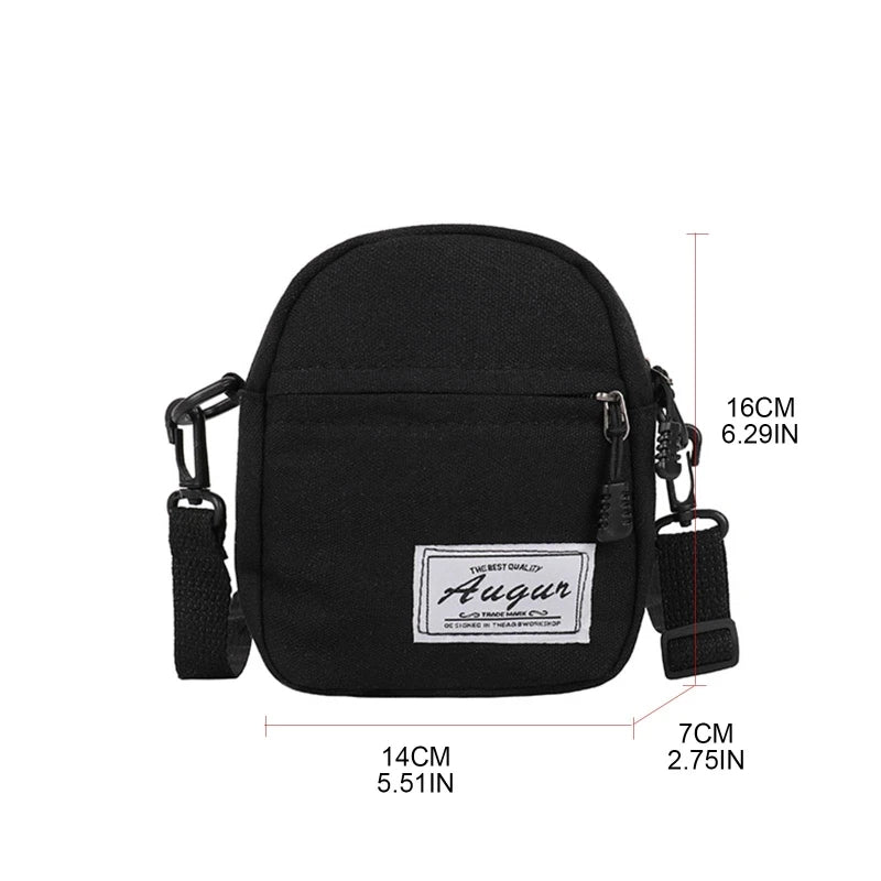 Women Small Canvas Shoulder Bag Female Mini Solid Crossbody Bags Zipper Purse