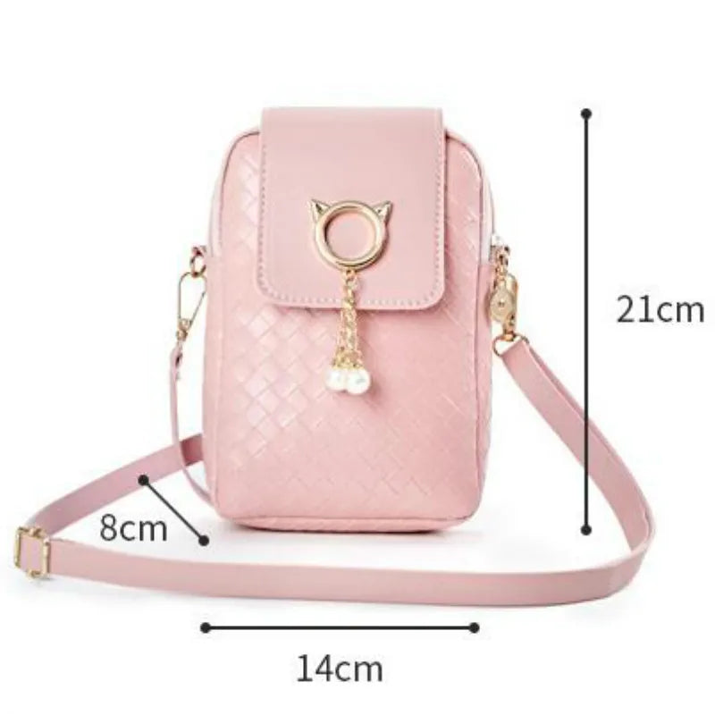 Women Small Cross-body Phone Shoulder Bag Pearl Wallet Mini Clutch Purse