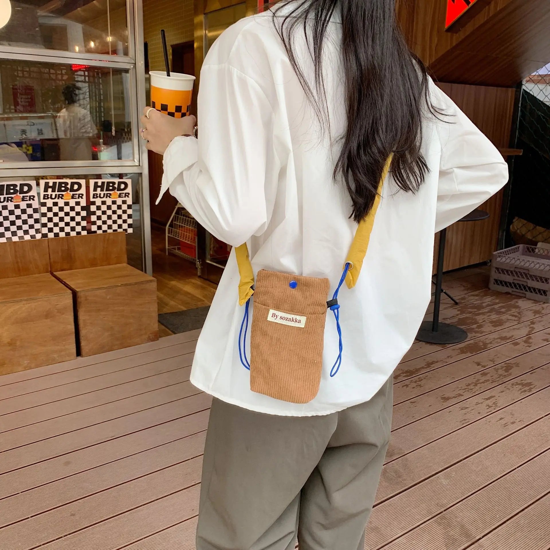 Corduroy Small Crossbody Bag for Women, Casual Phone Purse Handbag