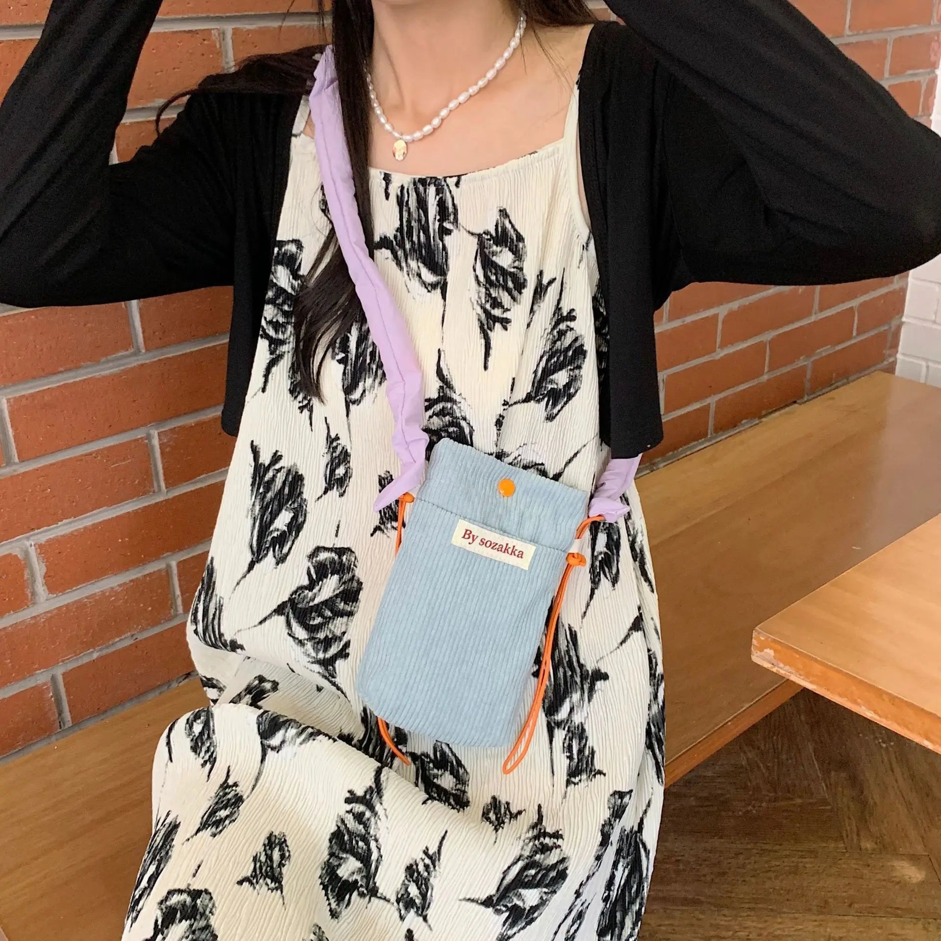 Corduroy Small Crossbody Bag for Women, Casual Phone Purse Handbag
