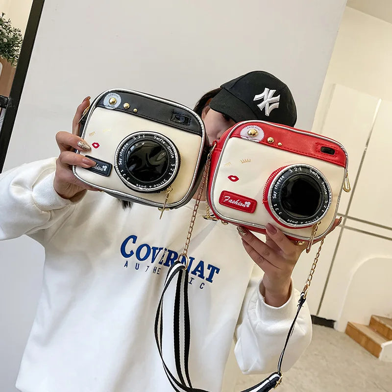 Retro Chains Camera Shape Crossbody Bag for Girls