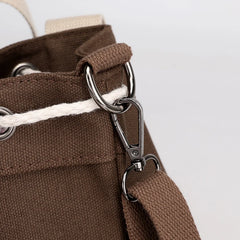Women Canvas Drawstring Bucket Bag Japanese Ladies Crossbody Shoulder Bag