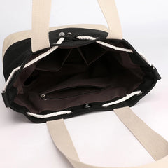 Women Canvas Drawstring Bucket Bag Japanese Ladies Crossbody Shoulder Bag