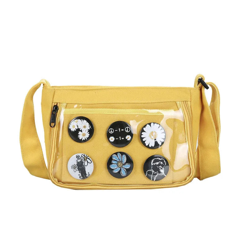 Women Small Ita Bag Crossbody Mini Clear Bag Removable Decorative Layer Purse