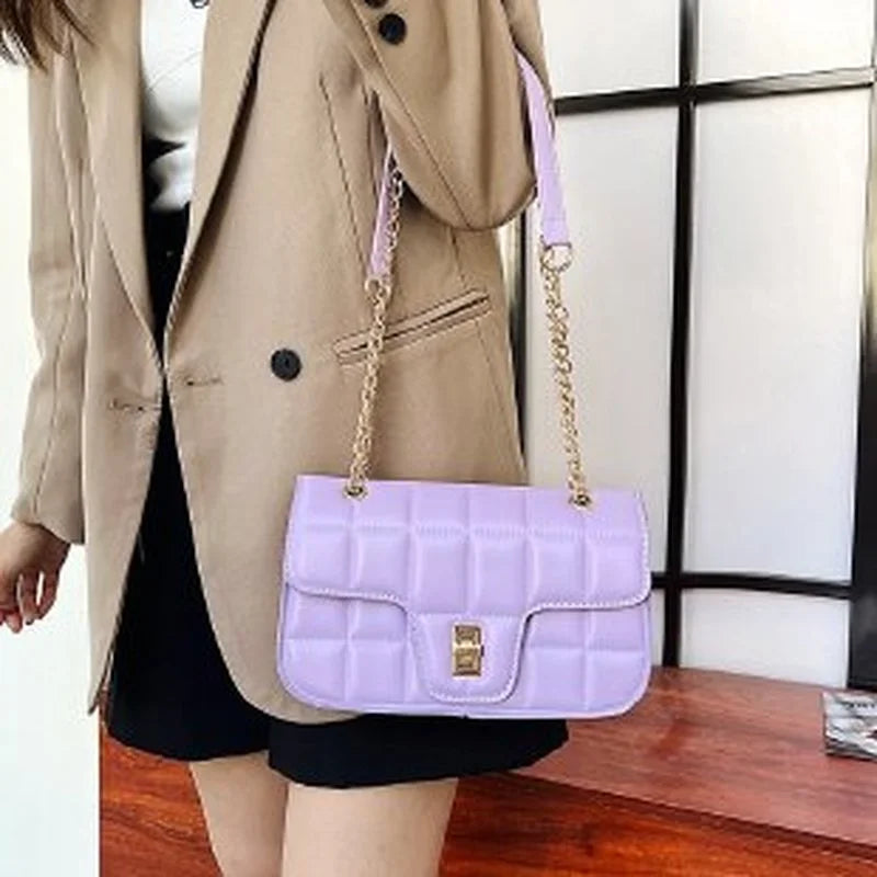 Women Small Crossbody Sling Bag PU Leather Shoulder Handbag Chain Purse