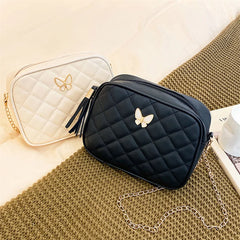 Women PU Leather Embroidery Crossbody Bag Chain Shoulder Bag