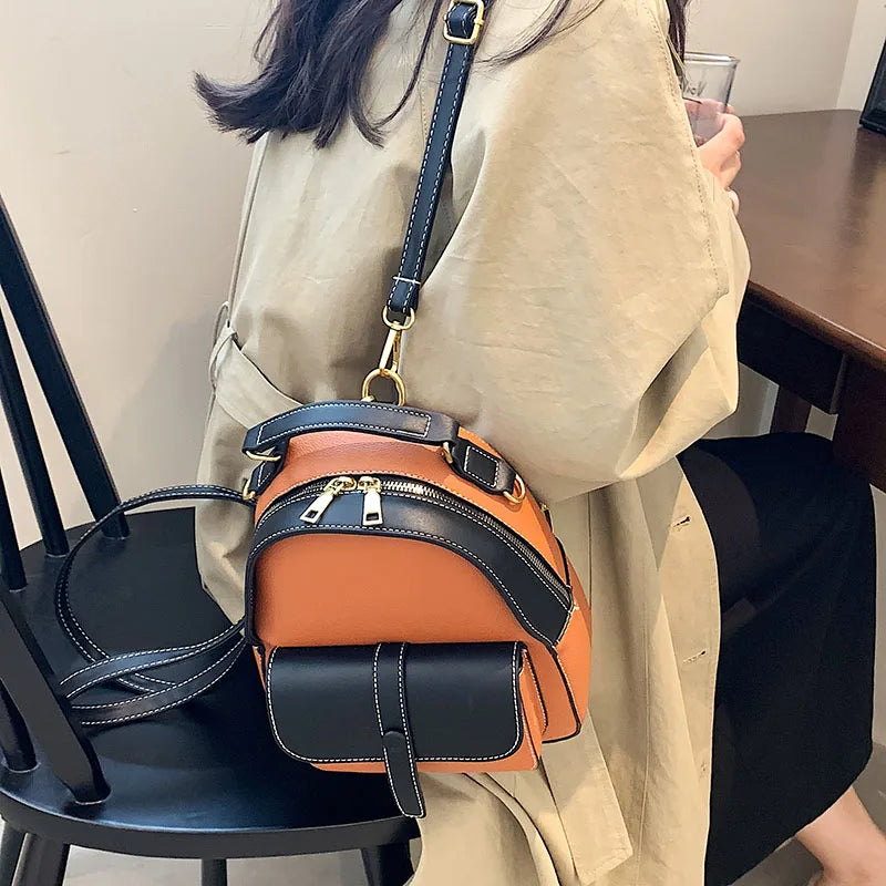 Women Small Pu Leather Backpacks High Ladies Shoulder Travel Bag Female School B