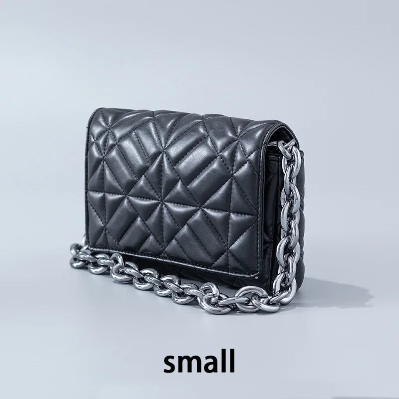 Women Small Retro Stitched Bag Chain Armpit Bag Quilted Shoulder Bag