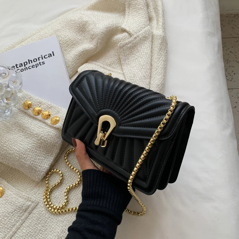 Small Square Bags Crossbody Shoulder Bag Chain PU Leather Crossbody Bag