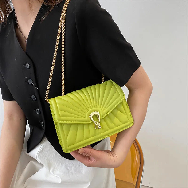Small Square Bags Crossbody Shoulder Bag Chain PU Leather Crossbody Bag