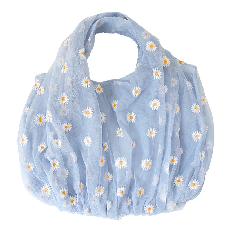 Women's Mesh Cloth Daisy Embroidery Handbag