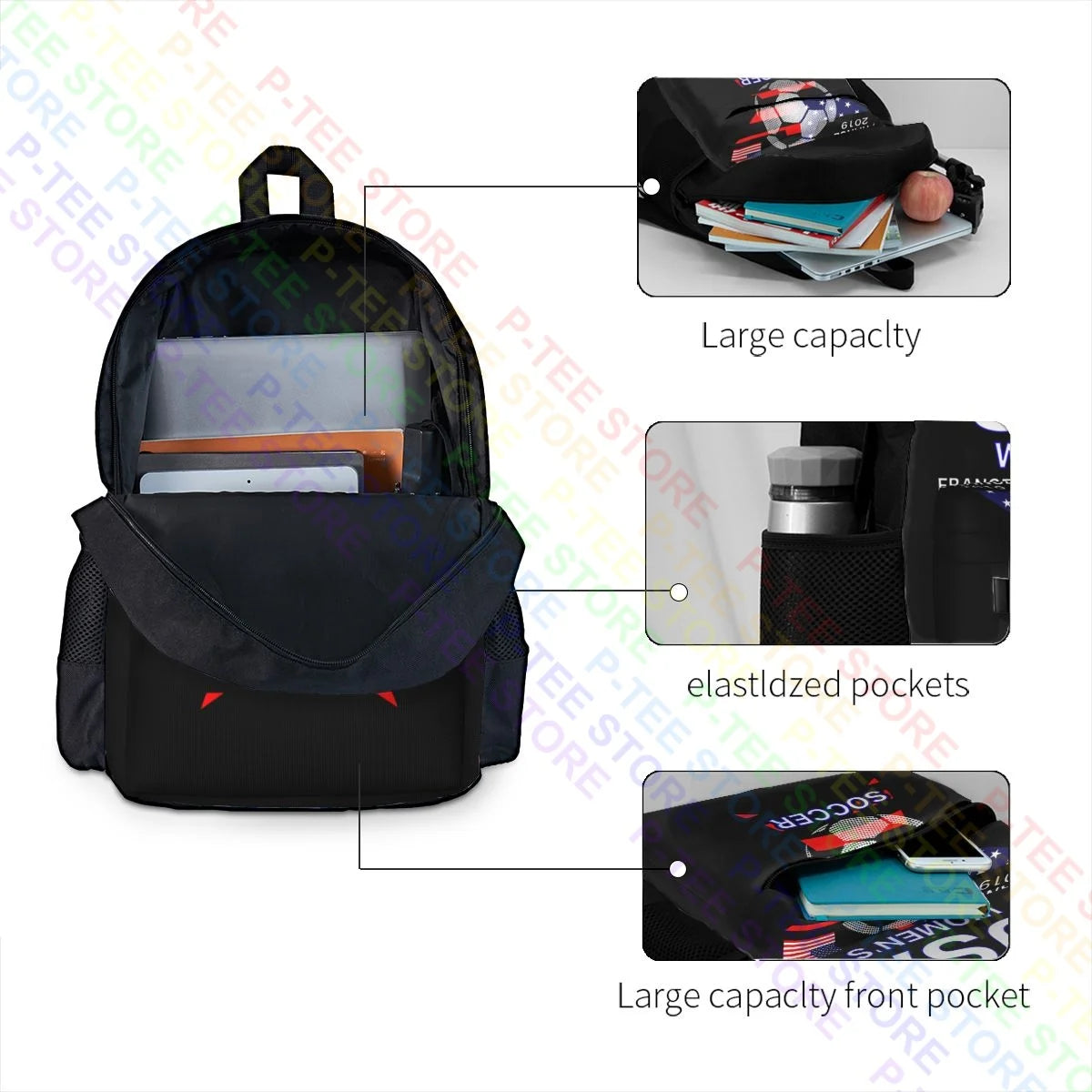 Women Soccer Team World Tournament Large Capacity Backpack