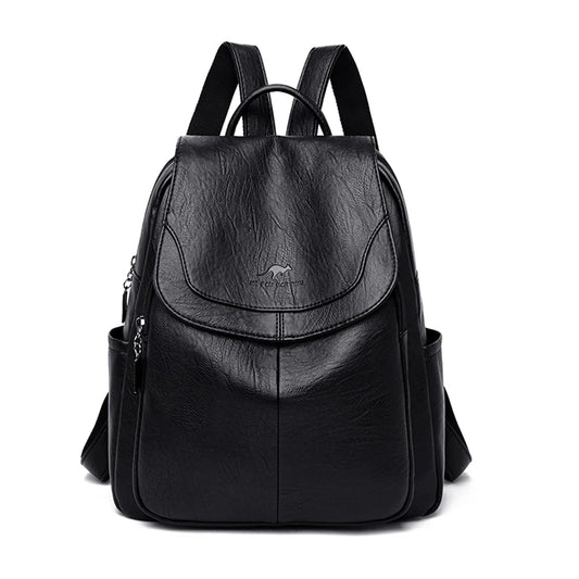 Soft Leather Backpacks Vintage Bagpack School Bags for Girls