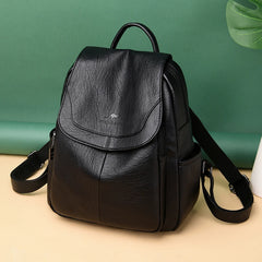 Soft Leather Backpacks Vintage Bagpack School Bags for Girls